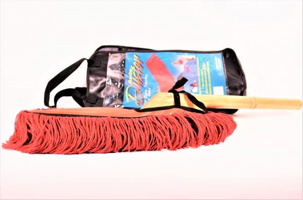 Wooden handled car duster with bag