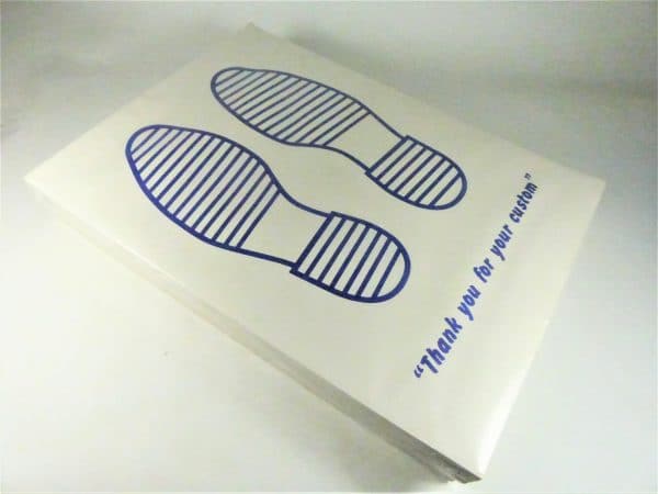 90gsm Blue footprint printed paper floor mats in dispenser box of 250
